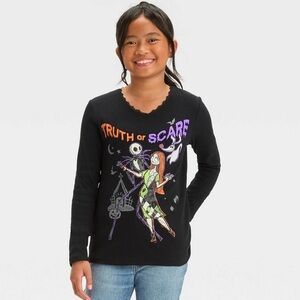 NIGHTMARE BEFORE CHRISTMAS RIB KNIT TOP - BLACK SIZE LARGE (NEW WITH TAGS)